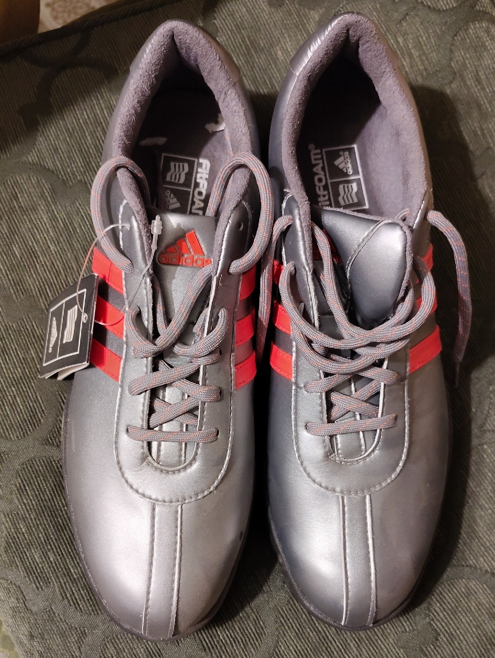adidas Rare Women's Driver Gray Golf Shoes with Red Stripes